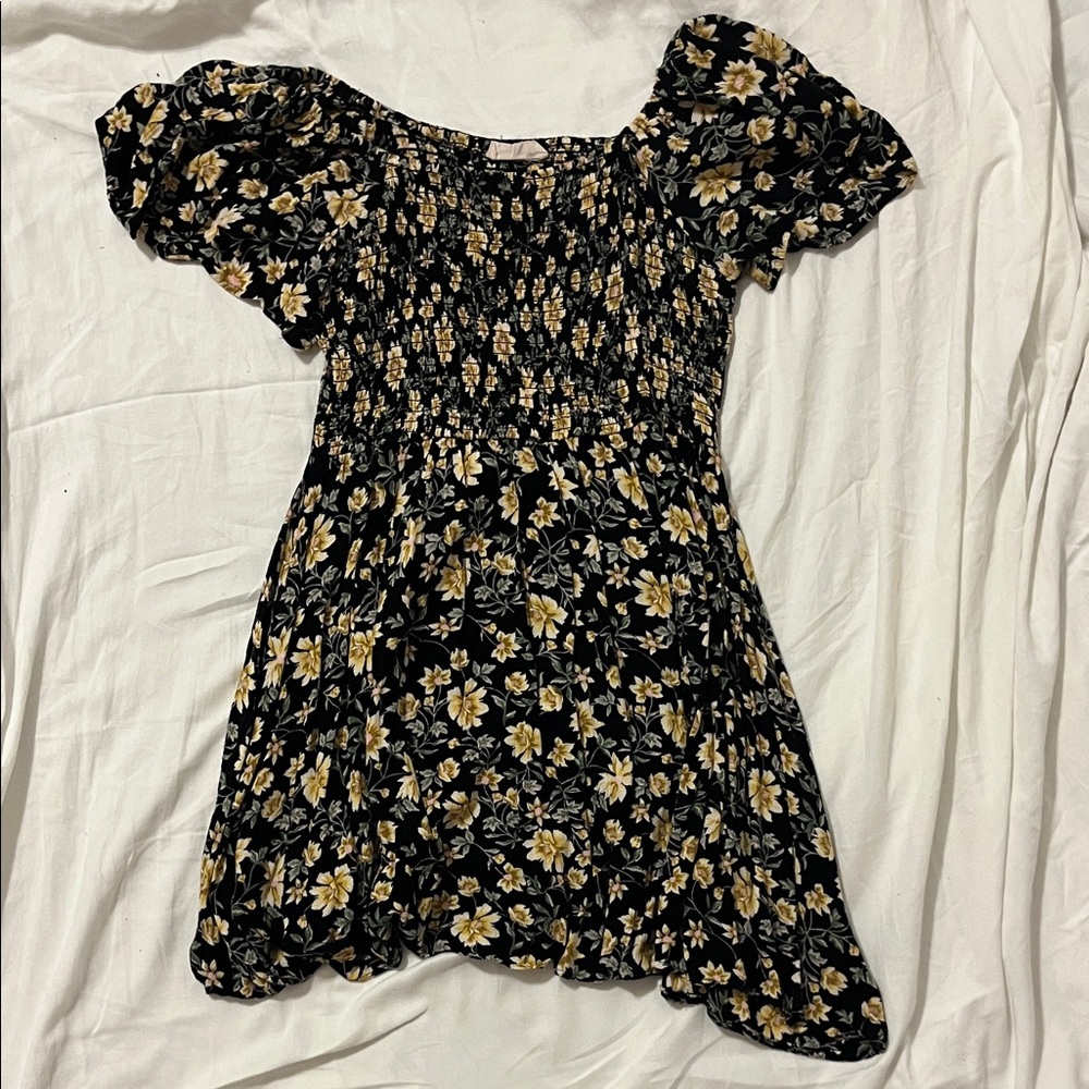 Angie Black and Yellow Floral Kids Dress